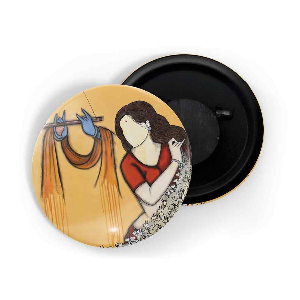 dhcrafts Fridge Magnet Multicolor Radha Krishna D9 Glossy Finish Design Pack of 1 (58mm)